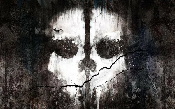 HD desktop wallpaper featuring a gritty, artistic rendition of the iconic skull logo from the video game Call of Duty: Ghosts.