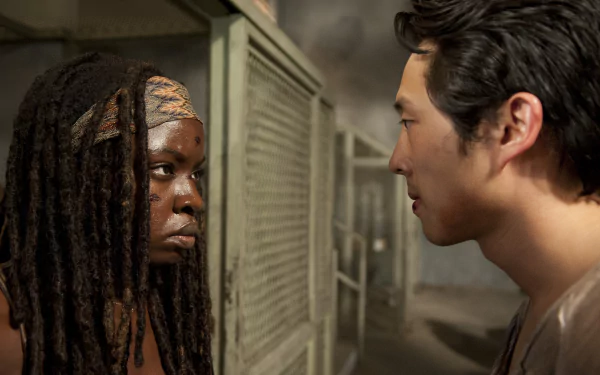 Glenn Rhee Steven Yeun Michonne (The Walking Dead) Danai Gurira TV Show The Walking Dead HD Desktop Wallpaper | Background Image