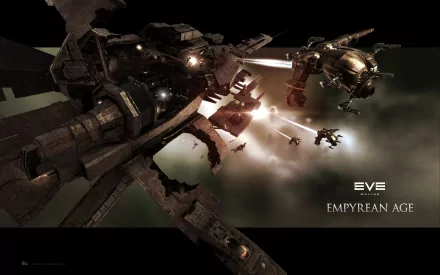 A stunning HD desktop wallpaper from EVE Online, featuring intense space battles with the ship Anathema amidst dramatic explosions and sleek spacecraft.