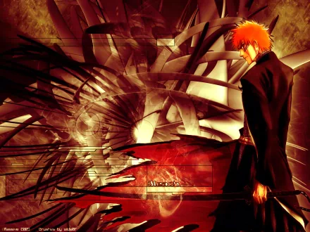 HD desktop wallpaper featuring Ichigo Kurosaki from the anime Bleach, showcasing a dynamic and intense background.