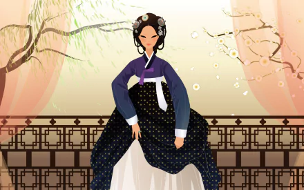 traditional costume Korea woman artistic HD Desktop Wallpaper | Background Image