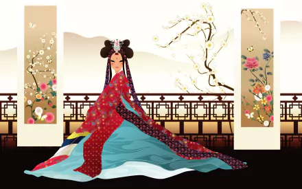 traditional costume Korea woman artistic HD Desktop Wallpaper | Background Image