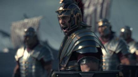 HD PC desktop wallpaper featuring armored Roman soldiers from the video game Ryse: Son of Rome, showcasing intense battle-ready warriors in detailed ancient armor.