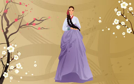 traditional costume Korea woman artistic HD Desktop Wallpaper | Background Image