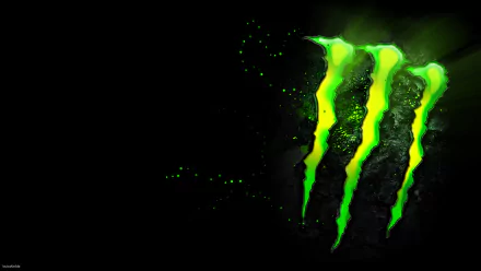 A vibrant HD wallpaper featuring the iconic green Monster Energy logo against a dark background, showcasing man-made design elements with dynamic energy.