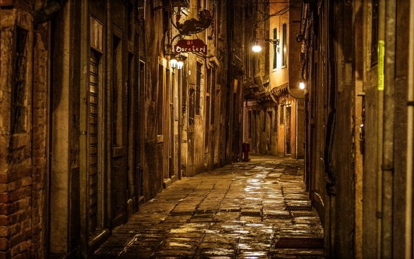 Man Made Venice Cities Italy Night Alley HD Wallpaper | Background Image