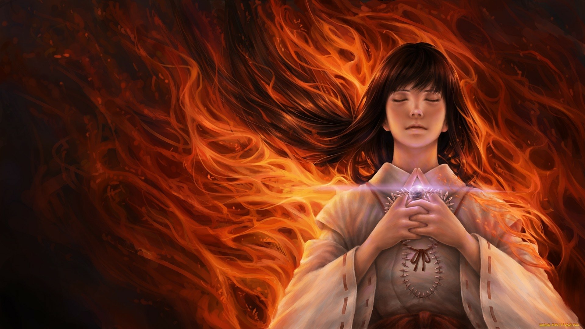 Download Kikyô (InuYasha) Fantasy Woman HD Wallpaper by Jason Peng