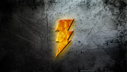 HD desktop wallpaper featuring a golden lightning bolt symbol associated with Shazam and Black Adam from DC Comics, set against a grungy dark textured background.