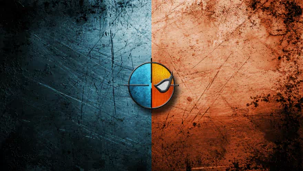 A striking 4K Ultra HD desktop wallpaper featuring a comic-inspired design focused on Deathstroke, showcasing a split-color background with a bold emblem at the center.