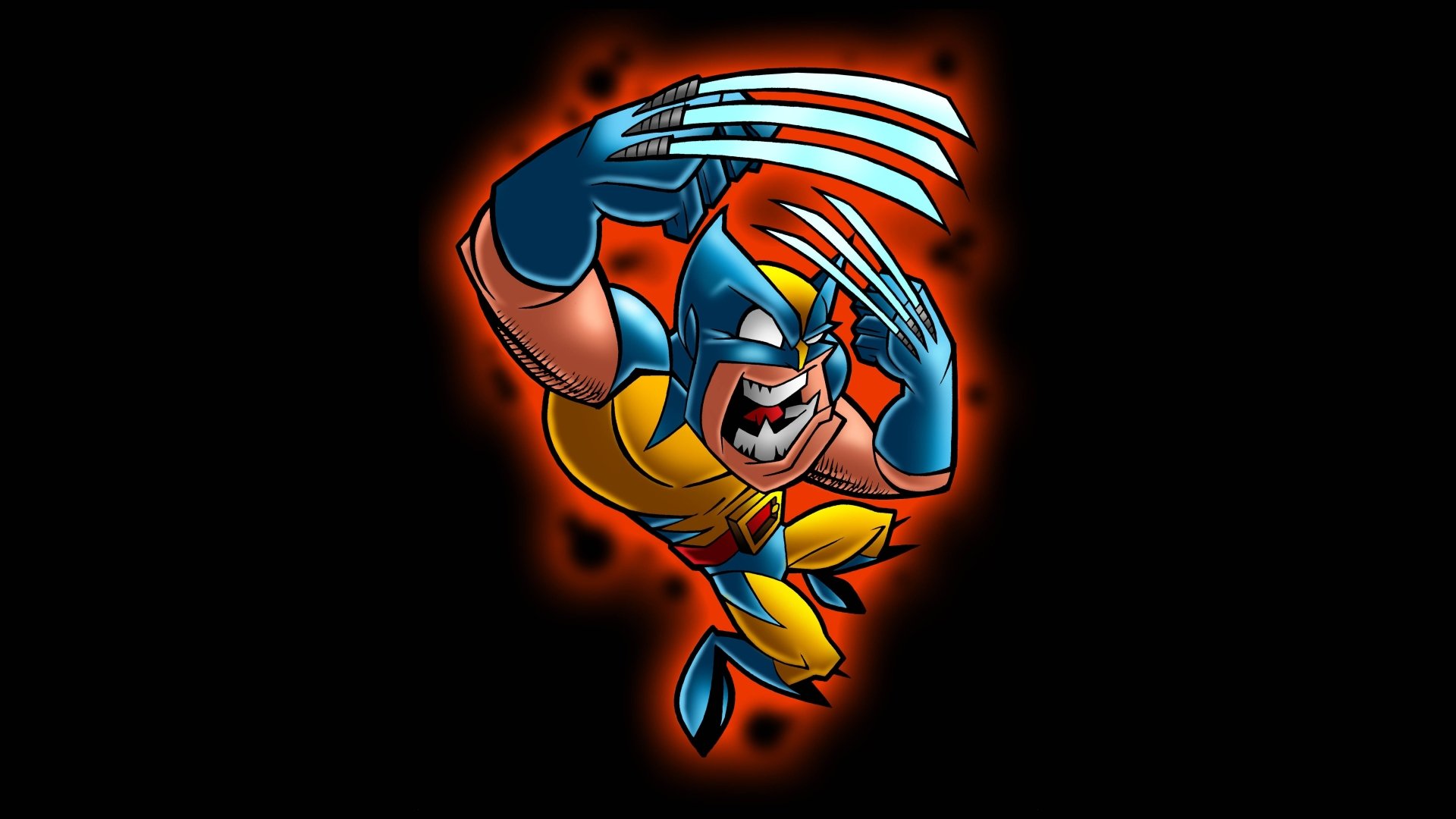 Comic Wolverine leaping with claws bared on a dark backdrop — 5K Ultra HD PC desktop wallpaper/background.