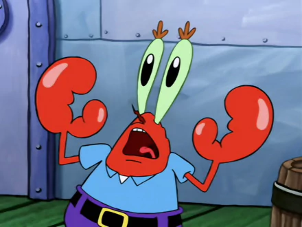 HD desktop wallpaper featuring Mr. Krabs from the TV show SpongeBob SquarePants with an expressive, surprised look in a cartoon style.