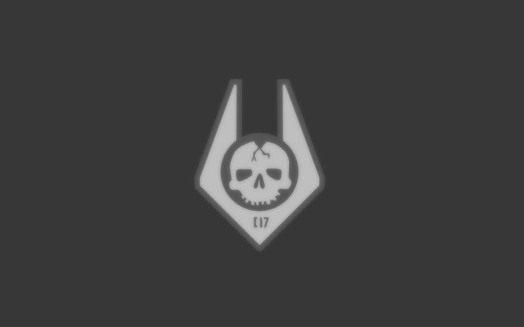 HD PC desktop wallpaper featuring a skull emblem inspired by the Half-Life video game, set against a dark gray background.