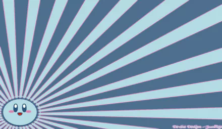 A vibrant HD wallpaper featuring Kirby set against dynamic rays of blue and light blue, adding a playful touch to any desktop background.