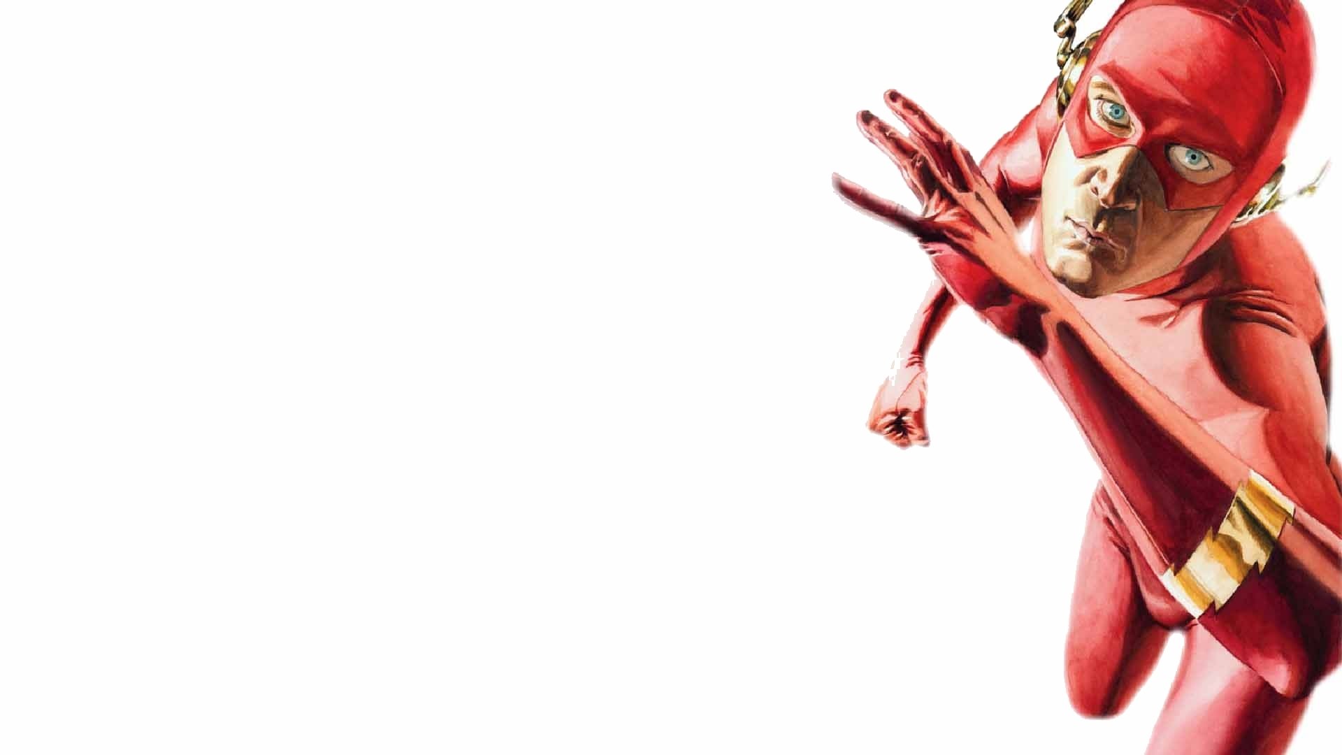 HD PC desktop wallpaper featuring a dynamic comic-style image of The Flash in motion against a white background.
