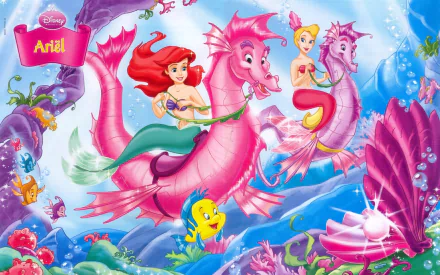 Disney blonde red hair The Little Mermaid Flounder (The Little Mermaid) Andrina (The Little Mermaid) Ariel (The Little Mermaid) mermaid movie The Little Mermaid (1989) HD Desktop Wallpaper | Background Image