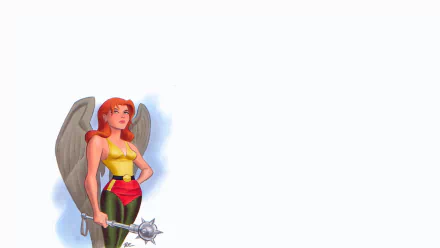Hawkgirl (DC Comics) — red-haired, winged heroine holding a mace in a comic-style HD PC desktop wallpaper.