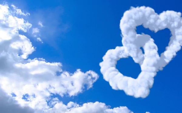  Two Hearts Together As One in the Clouds