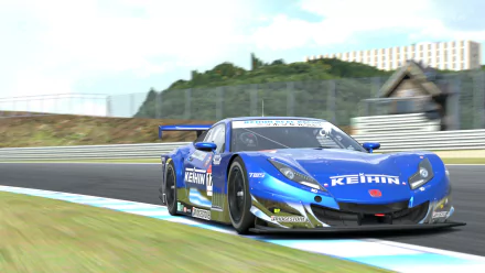 Blue Keihin GT race car cornering on a racetrack from Gran Turismo 6 video game — 4K Ultra HD PC desktop wallpaper.