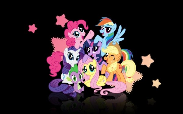 TV Show My Little Pony: Friendship is Magic My Little Pony Twilight Sparkle Applejack Fluttershy Rarity Pinkie Pie Rainbow Dash Vector Dragon Spike HD Wallpaper | Background Image