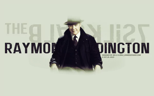 HD PC desktop wallpaper featuring James Spader as Raymond Reddington from the TV show The Blacklist, with a minimalist design and muted color palette.