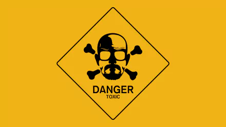 A striking HD wallpaper featuring a toxic warning symbol with a skull and crossbones, inspired by Walter White from the TV show Breaking Bad.