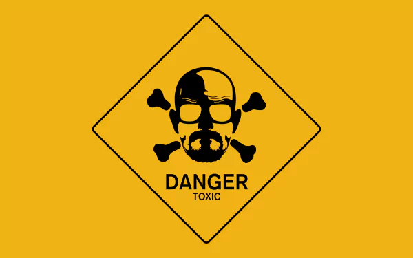 A striking HD wallpaper featuring a toxic warning symbol with a skull and crossbones, inspired by Walter White from the TV show Breaking Bad.