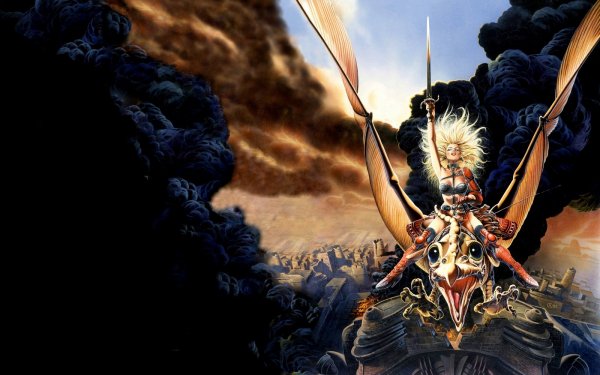 Fantasy Women Warrior Cloud Warrior Sword Heavy Metal Bird Flying HD Wallpaper | Background Image