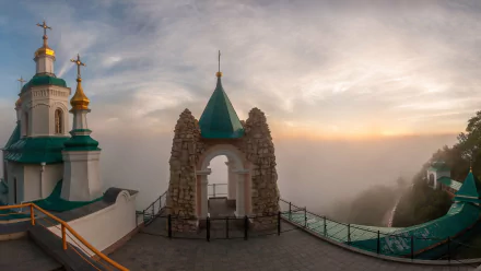 sunset Greece Santorini stone church religious Saint Nicholas Church HD Desktop Wallpaper | Background Image