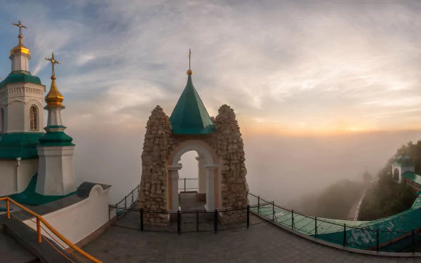 sunset Greece Santorini stone church religious Saint Nicholas Church HD Desktop Wallpaper | Background Image