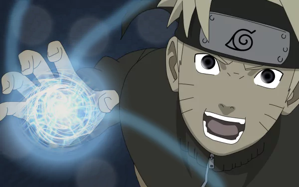Naruto Uzumaki unleashes the Rasengan in this HD anime wallpaper, showcasing his dynamic energy and determination in a striking scene.