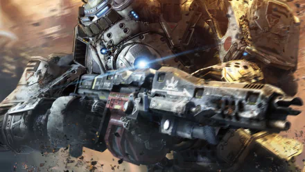 HD PC desktop wallpaper featuring intense action from the Titanfall video game, showcasing futuristic armored combat and dynamic battle scenes.