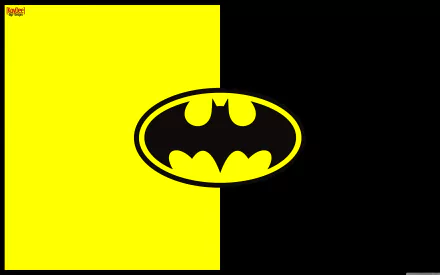 4K Ultra HD PC desktop wallpaper featuring the classic black Batman logo centered on a vibrant yellow background, highlighting the iconic comic symbol.