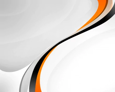 HD abstract desktop wallpaper with a white background featuring curved black, orange, and gray lines.