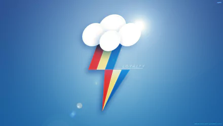 HD PC desktop wallpaper featuring a minimalist logo of Rainbow Dash's cloud and lightning bolt from the TV show My Little Pony: Friendship Is Magic against a blue sky background.