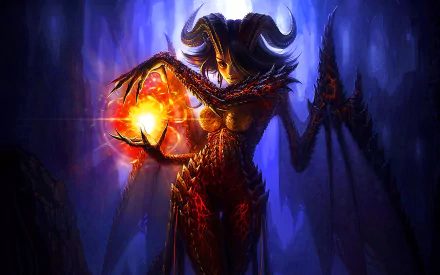 A vibrant HD wallpaper featuring a powerful character from the Starcraft universe, showcasing dynamic colors and intricate details in a dramatic, otherworldly setting.