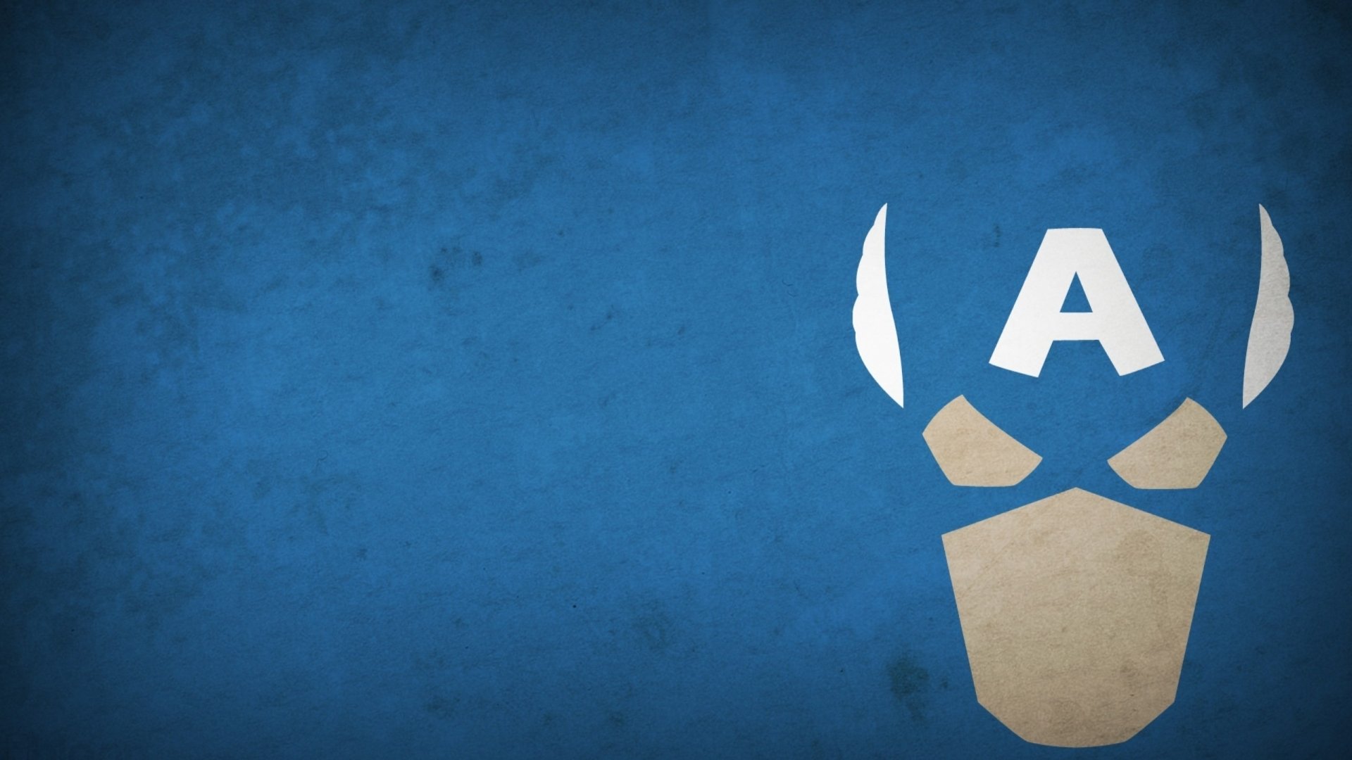 Minimalist comic Captain America mask on a textured blue field — 2K Quad HD PC desktop wallpaper/background.