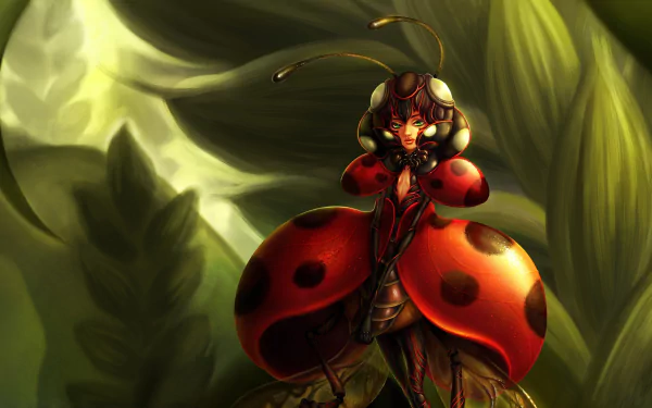 bug leaf ladybug fantasy creature HD Desktop Wallpaper | Background Image