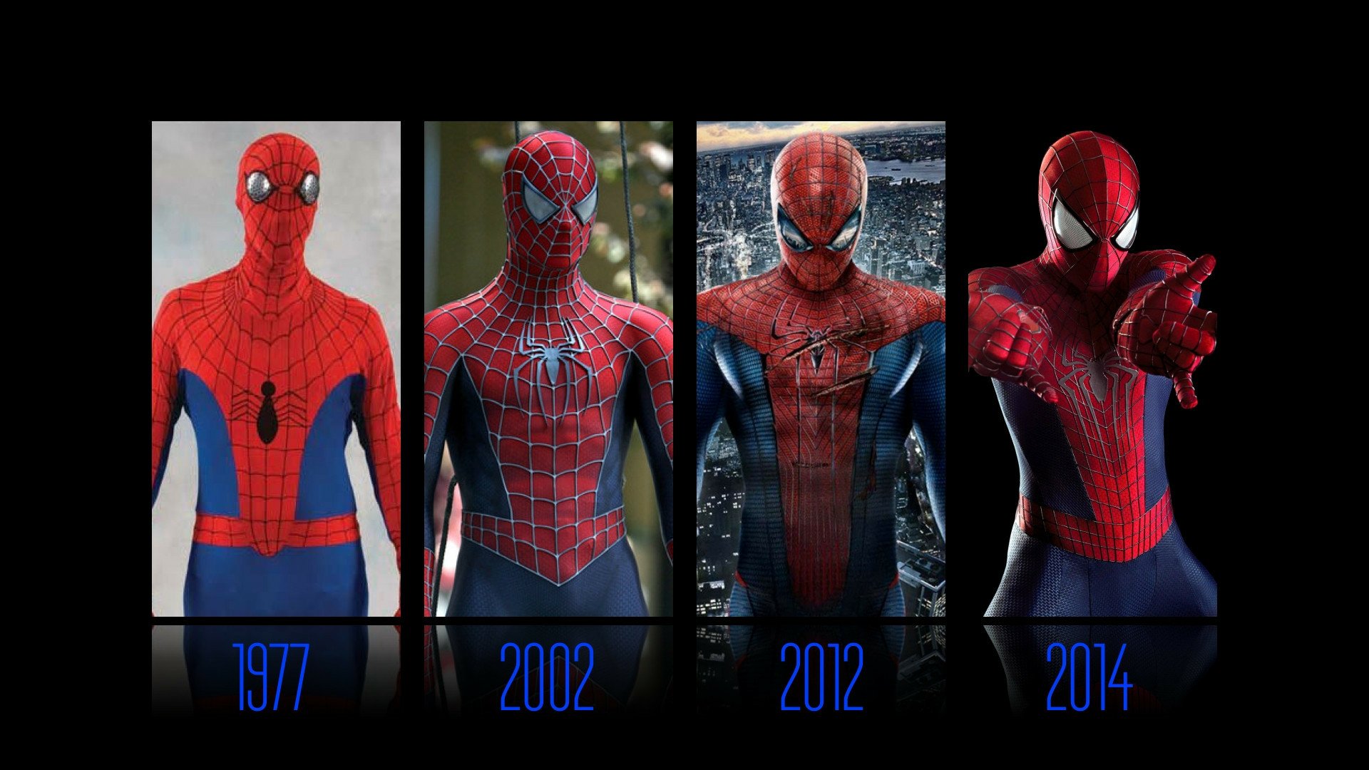 Спайдермен все части. Эволюция костюмов человека паука Тома Холланда. Костюм человека паука из человек паук 2002. Костюм нового человека паука 1.