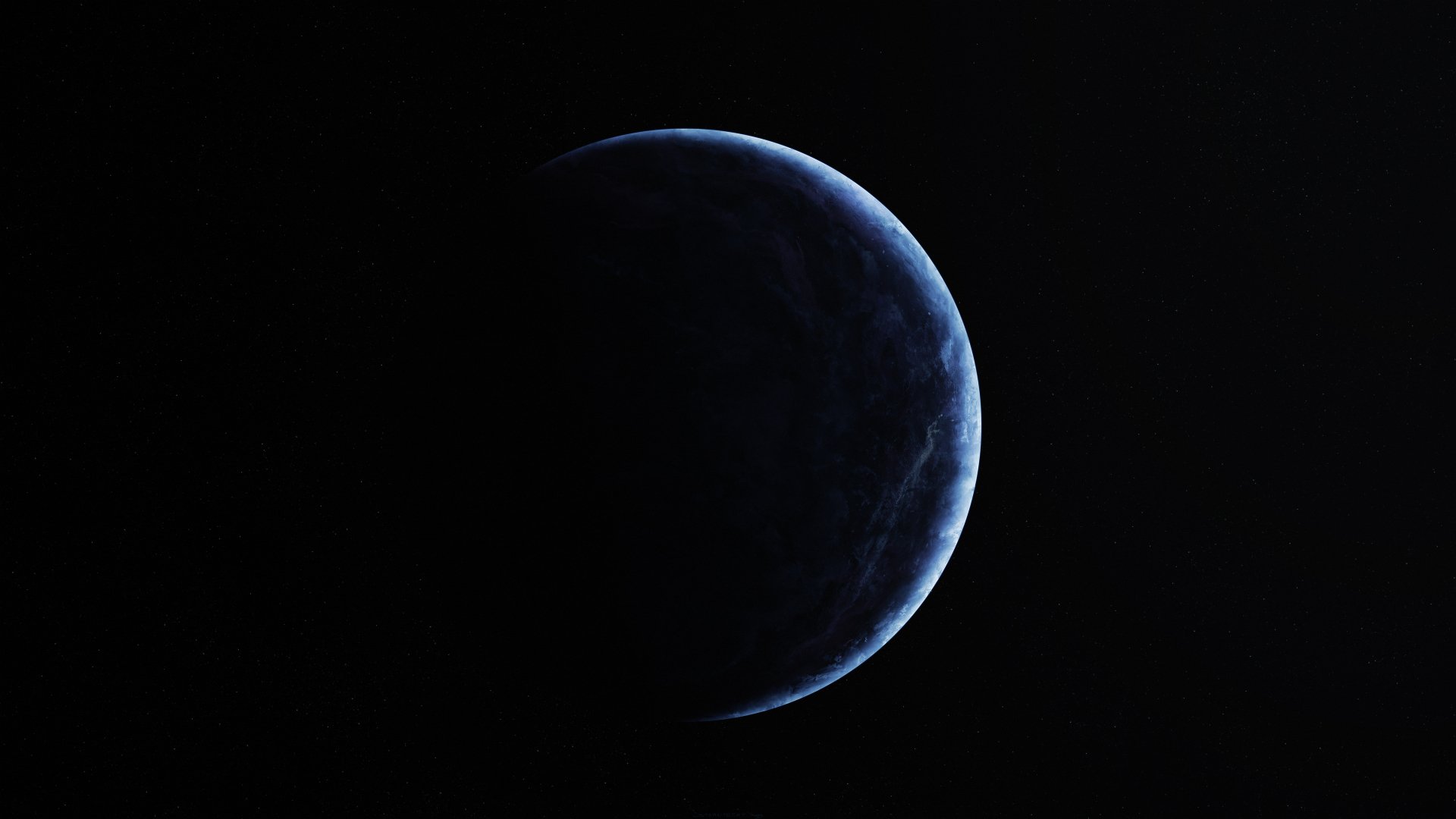 A stunning HD desktop wallpaper featuring a blue planet against a dark backdrop, evoking a sense of wonder in space and Sci-Fi themes.