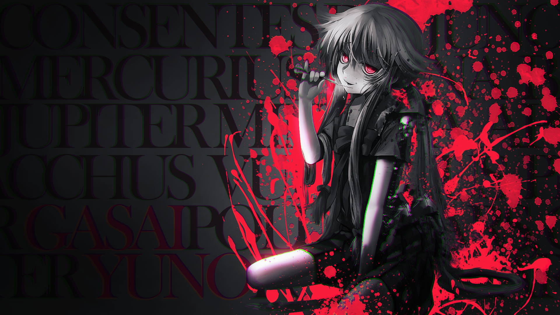 Future Diary Blood Anime Mirai Nikki Yuno wallpaper