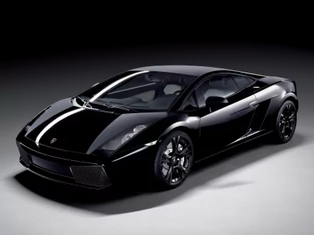 A sleek black Lamborghini Gallardo showcased in a stylish pose, set against a dark background, making it a striking HD wallpaper for car enthusiasts.