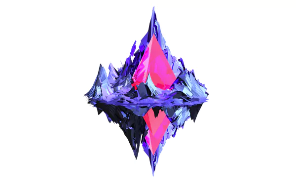 An abstract HD PC desktop wallpaper featuring vibrant facets in shades of purple and pink, showcasing dynamic shapes and reflections against a clean background.