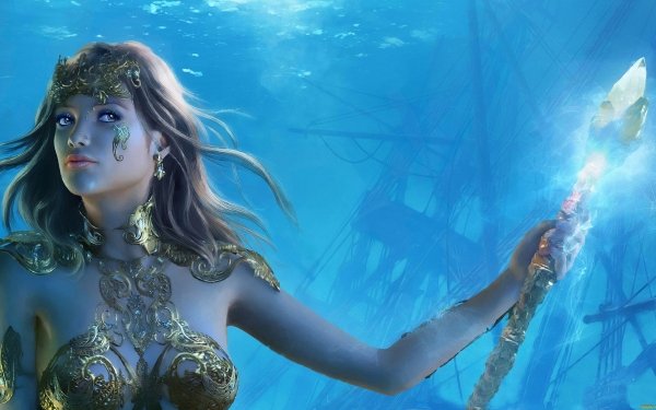 Fantasy Women Crystal Underwater Magic Blonde HD Wallpaper | Background Image