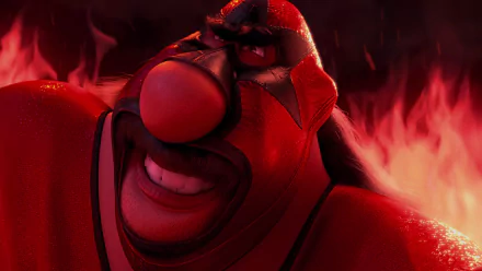 HD PC desktop wallpaper featuring Eduardo El Macho from the movie Despicable Me 2 with a fiery background.