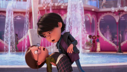 HD PC desktop wallpaper featuring Margo from Despicable Me 2 in a vibrant scene with a fountain in the background.