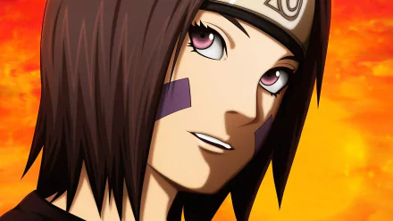 HD desktop wallpaper featuring Rin Nohara from the anime Naruto, set against a fiery background.