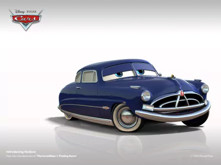 HD PC desktop wallpaper featuring Doc Hudson, the classic car character from Pixar's movie Cars, against a clean white background.