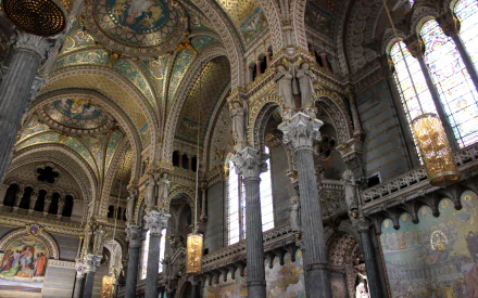 religious Basilica of Notre-Dame de Fourvière HD Desktop Wallpaper | Background Image