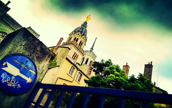 religious Basilica of Notre-Dame de Fourvière HD Desktop Wallpaper | Background Image