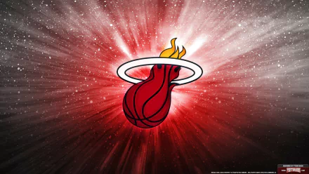 Miami Heat logo with a fiery ring and dynamic red background, HD desktop wallpaper.